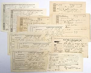 LOT OF TWELVE MANUSCRIPT & PRINTED ILLINOIS LAND OFFICE DOCUMENTS FOR PURCHASES MADE BY FRANK TAY...