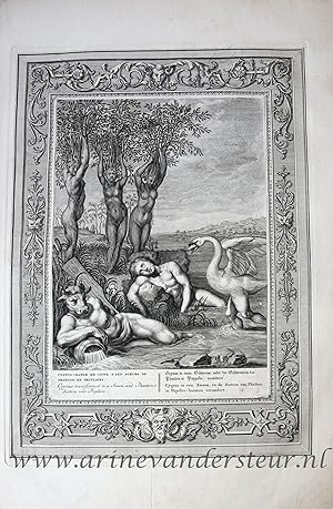 [Antique print, etching and engraving, 1733] Cygnus changé en cigne. (Cygnus transformed to a swa...