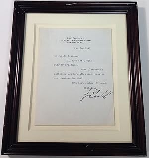 Framed Typed Note Signed on personal stationery
