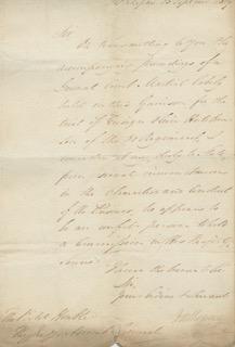 Covering Letter from Dalhousie: 15th Sept. 1819 Lt General Earl of Dalhousie