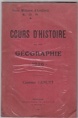 École Militaire D'artillerie E.O.R. Cours D'histoire et De Géographie 1926