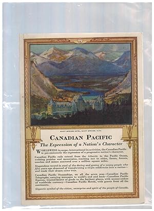 CANADIAN PACIFIC: THE EXPRESSION OF A NATION'S CHARACTER (Cruise Menu, 1930)