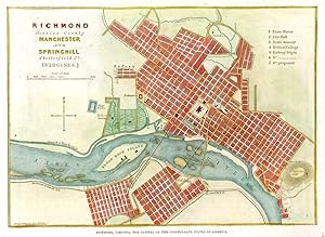RICHMOND, VIRGINIA, THE CAPITOL OF THE CONFEDERATE STATES OF AMERICA. A detailed town plan.