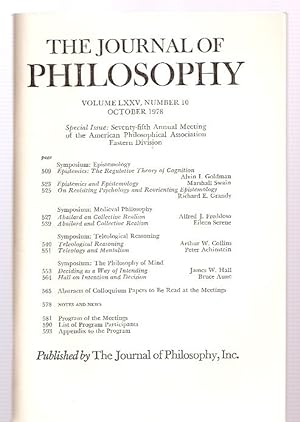 The Journal of Philosophy Volume LXXV, Number 10 October 1978