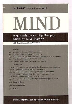 Mind: A Quarterly Review Of Philosophy April 1978