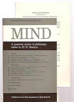 Mind: A Quarterly Review Of Philosophy October 1977