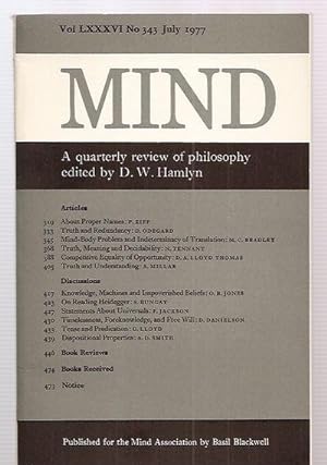 Mind: A Quarterly Review Of Philosophy July 1977
