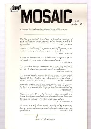 Mosaic: a Journal for the Interdisciplinary Study of Literature Volume 24, Number 2, Spring 1991