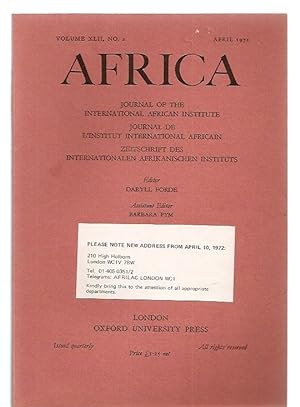 Africa: Journal of the International African Institute Volume XLII, No. 2 April 1972