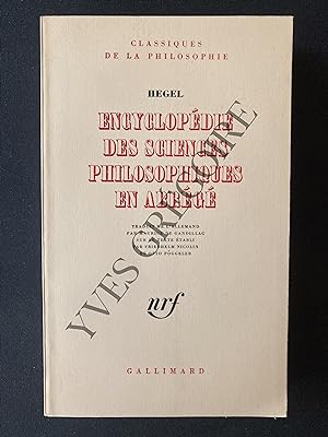 ENCYCLOPEDIE DES SCIENCES PHILOSOPHIQUES EN ABREGE (1830)