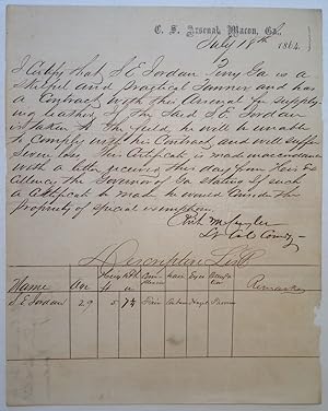 Autograph Letter Signed on "C.S. Arsenal, Macon, Ga.," letterhead