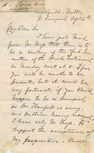 Autographed Signed Letter (ASL) of Benjamin Edward Spence