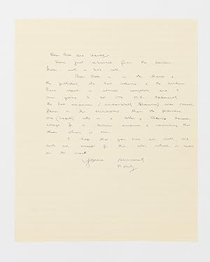 An autograph letter signed by the distinguished anthropologist ('Monty') to Rose and Harold [Sheard]