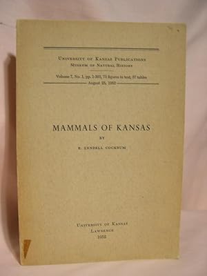 MAMMALS OF KANSAS; VOLUME 7, NO. 1, AUGUST 25, 1952