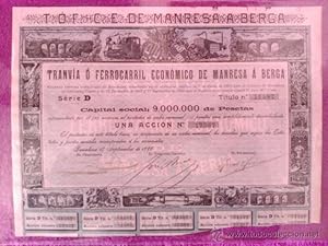 TRANVIA O FERROCARRIL ECONOMICO DE MANRESA A BERGA 1898