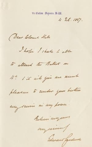 Autographed Signed Letter (ASL) of Edward Cardwell, Viscount Cardwell