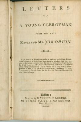 Letters to a Young Clergyman, from the Late Reverend Mr. Job Orton