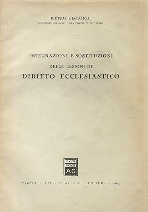 Integrazioni e sostituzioni delle lezioni di diritto ecclesiastico.