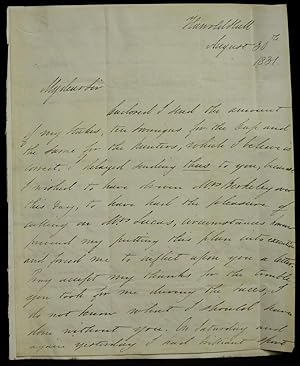 Autograph letter signed to Mr. Lucas, Newport Pagnall, Bucks. 2-sides 4to: