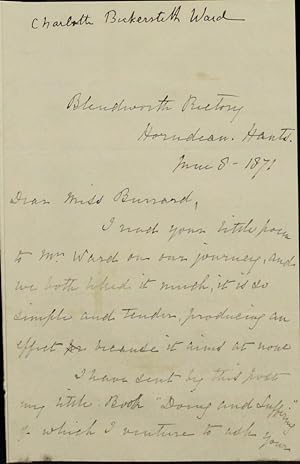 Autograph letter signed, 2-sides 8vo, to Miss [Maria] Burrard: