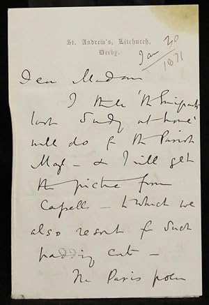 Autograph letter signed, 4-sides 12mo to "Dear Madam" -