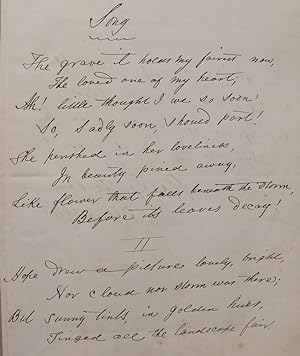 Autograph song, signed, 2-stanzas each of 8-lines, commencing: