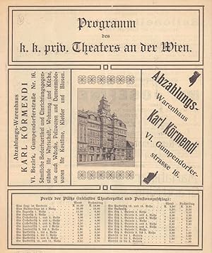 [Programmheft] Programm des k.k. priv. Theaters an der Wien. (Montag den 19. Oktober 1908. "Der F...