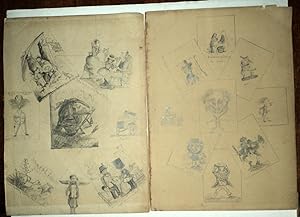 2 SHEETS OF ORIGINAL 19TH CENTURY FINISHED GRAPHITE PENCIL DRAWINGS, POSSIBLY INTENDED TO ILLUSTR...