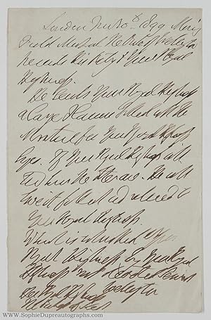 Autograph Letter in the third person to the Duchess of KENT, (Arthur Wellesley, Duke of, 1769-185...