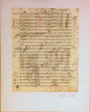 Signed facsimile page of the manuscript score of Requiem