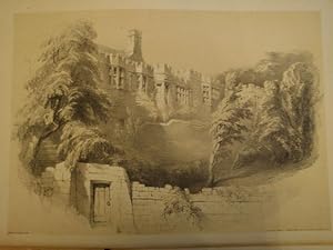 Original Antique Print Illustrating Haddon Hall in Derbyshire, The Seat of His Grace the Duke of ...