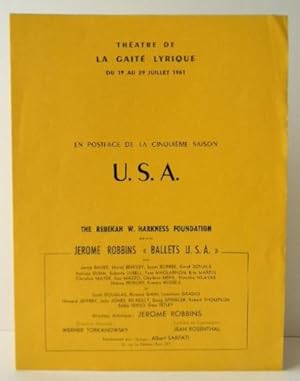 [DANSE] JEROME ROBBINS « BALLETS U.S.A. »Programme des représentations "ballets U.S.A". Théâtre d...