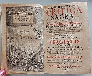 Critica Sacra de Sacri Codicis Partitone, Editionibus variis, Linguis Originalibus & illibata Pur...