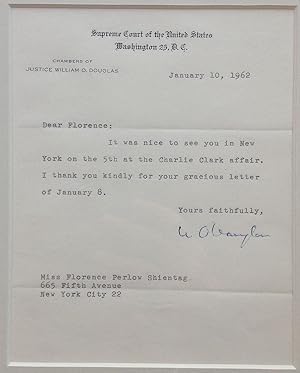 Framed Typed Letter Signed on Supreme Court letterhead
