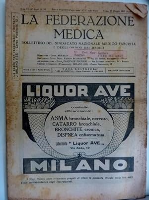Lotto Riviste LA FEDERAZIONE MEDICA Bollettino del Sindacato Nazionale Fascista dei Medici e degl...