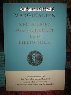 Marginalien 100/1985. Zeitschrift für Buchkunst und Bibliophilie (bis 1968: Blätter der Pirckheim...