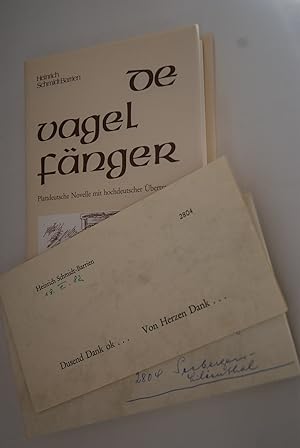 De Vagelfänger: plattdeutsche Novelle mit hochdeutscher Übertragung = Der Vogelfänger. Heinrich S...