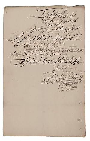 [18th-century extract from the register of baptisms of the Dutch Reformed Church at Batavia].Bata...