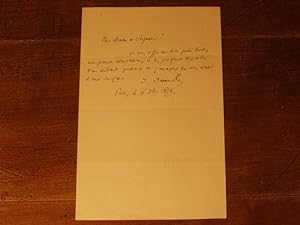 Eigenhändiger vierzeiliger Brief an einen Ungenannten als Begleitbrief zu einem seiner Bücher.