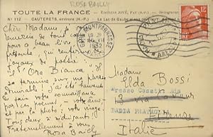 Cartolina postale manoscritta autografa, firmata, indirizzata alla scrittrice Elda Bossi, non dat...