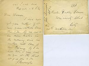 Signed invitation to Charles Dudley Warner to meet Helen Keller