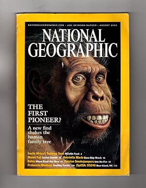 National Geographic Magazine - August, 2002. First Human; South Africa Seas; Mount Fuji; Slave Sh...