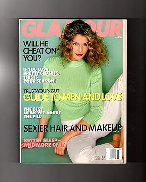 Glamour Magazine - March, 1997. Laetitia Casta Cover. Celene Dion, Katie Roiphe, Frederick Busch,...