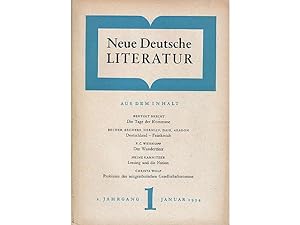 Sammlung NDL. Neue Deutsche Literatur/1954". 9 Titel. 1.) Heft 1/1954. Aus dem Inhalt  Anna Seg...