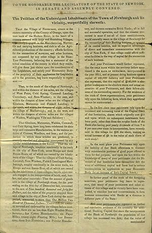 1832 Petition from Inhabitants of Newburgh, NY to Legislature requesting the establishment of an ...