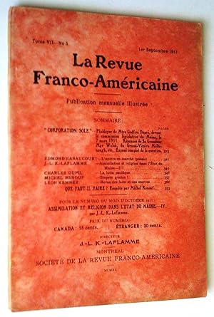 La revue franco-américaine, tome VII, no 5, 1er septembre 1911