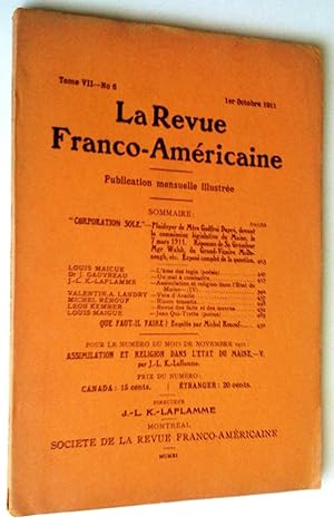 La revue franco-américaine, tome VII, no 6, 1er octobre 1911