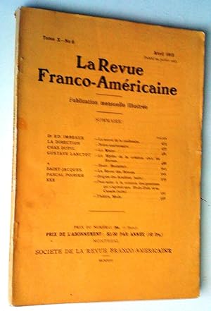 La revue franco-américaine, tome X, no 6, avril 1913