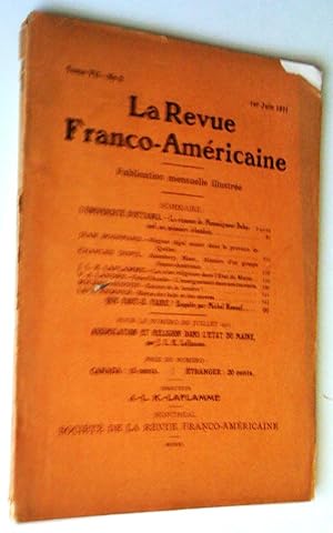 La revue franco-américaine, tome VII, no 1, 1er juin 1911