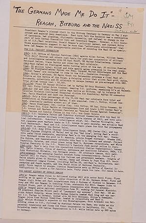 'The Germans made me do it' - Reagan, Bitburg and the Nazi SS [handbill]